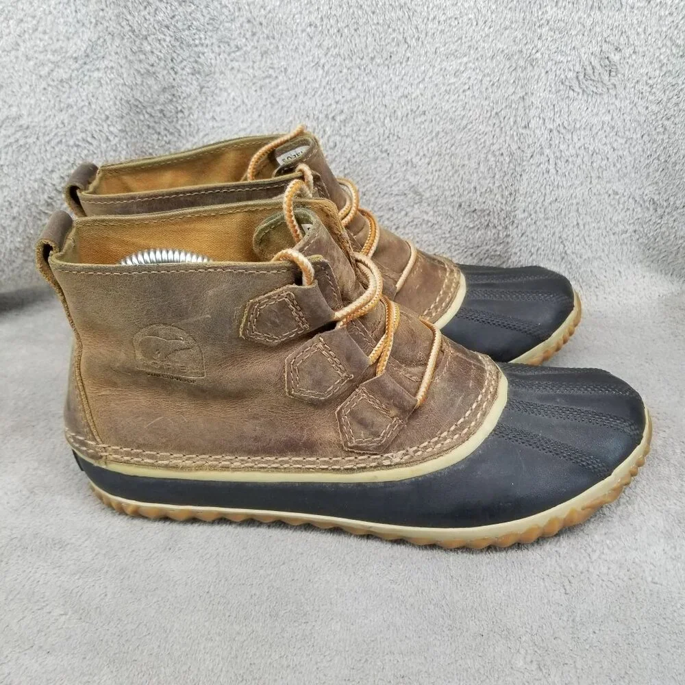 Sorel Shoes Womens Size 8 Out N About Brown Leather Waterproof Rain Boots